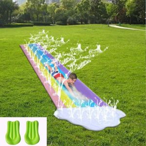 Backyard Water Slide Spray Slip Slide Play Center Rainbow Play Pad for Kid Summer Swimming Pool Games Outdoor Water Toy