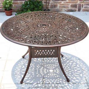 Dia 120cm round Cast aluminum patio dining table outdoor tables for garden chairs heavy duty  in bronze  / black / white color