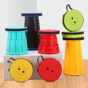 Portable Telescopic Stool Retractable Folding Garden Camping Stools Seat for Fishing Hiking Traveling Outdoor Travel Device