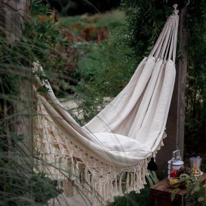 Double Boho Tassel Nest Hammock Swing Chair Outdoor/Indoor Picnic Garden Macrame Brazilian Hammock Hanging Net Chair Swings