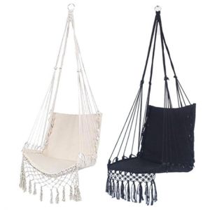 Nordic Style Hammock Safety Beige Hanging Hammock Chair Swing Rope Outdoor Indoor Hanging Chair Garden Seat for Child Adult