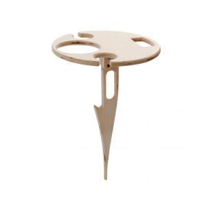 Outdoor Wine Table Foldable Round Desktop Mini Wooden Picnic Table Wood Wine Glasses & Bottle Holder for Outside Backyard