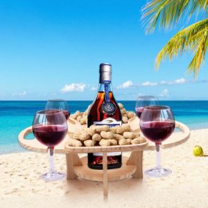 Jaswehome Portable Outdoor Assemble Folding Wine Table Solid Wood Picnic Table With Wine Glass Rack And Snack Tray