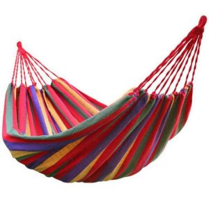 90*00mm 2 Persons Striped Hammock Outdoor Leisure Bed Thickened Canvas Hanging Bed Sleeping Swing Hammock 2 Color