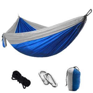 Single Double Hammock Adult Outdoor Backpacking Travel Survival Hunting Sleeping Bed Portable With 2 Straps 2 Carabiner