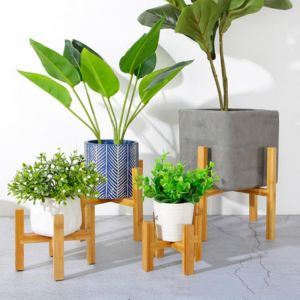 Plant Stand Wood Flower Pot Holder Wood Indoor Outdoor Free Standing Modern Flower Stand Garden Patio Decoration Shelf