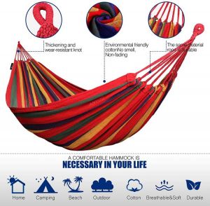 Portable Hammock Single People Outdoor Garden Sports Home Travel Camping Swing Stripe Canvas Hang Bed Hammock