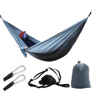 Portable Nylon Cloth Multifunction Camping Hammock Double Outdoor Hamac Sleeping Hamak Garden Hamaca With Carabiner And Ropes
