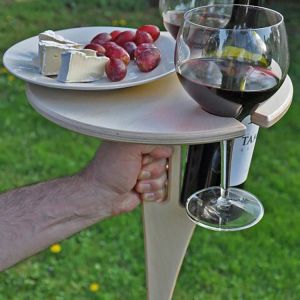 Outdoor Portable Foldable Wine Table with Round Desktop Mini Wooden Easy To Carry Rack PicnicParty Travel Tools Dropshipping