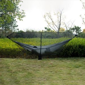 Outdoor Double Bug Mosquito Hammock Net Camping Zipper Separating Lightweight With Hooks