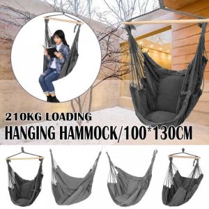 Outdoor Hammock Swing Chair Hanging Swing Chair Portable Relaxation Canvas Swing Travel Camping Lazy Chair With Pillow