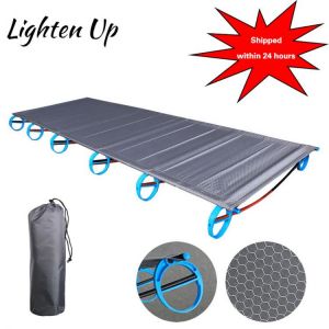 Hot Outdoor Folding Bed Camping Mat Ultralight Single Bed Cot Sturdy Comfortable Portable Sleeping Supplies With Aluminium Frame