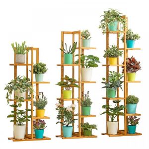 Bamboo 5 / 6 /7 Tier Plant Stand Rack Multiple Flower Pot Holder Shelf Indoor Outdoor Planter Display Shelving Unit for Patio