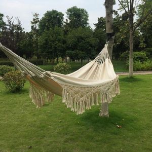 Multifunctional Portable Hammock Garden Sleeping Bed Tassel Design Hanging Bed for Indoor Outdoor Camping Durable Anti-fouling W