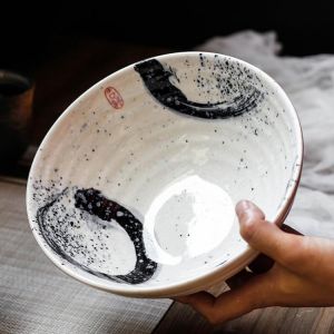 Japanese style 7.5 inch large bowl ramen bowl ceramic soup bowl retro tableware hat bowl trumpet bowl ceramic
