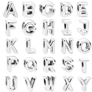 Hot Sale 925 Sterling Silver Alphabet 26 Letters Charms Beads Fit Original Pandora Bracelet Jewelry Making DIY Gift