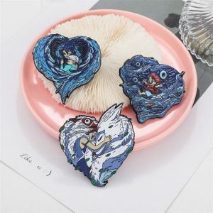 Studio Ghibli Manga Princess Mononoke Ponyo on the Cliff Howl&#x27;s Moving Castle Hard Enamel Pin Brooch Fan Collection Badge Gif