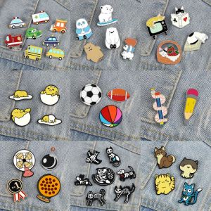 2-8Pcs/Set Cute Bear Cats Enamel Pins Cartoon Animal Car Ball Brooch Funny Custom Metal Pin Denim Backpack Lapel Badges  Jewelry