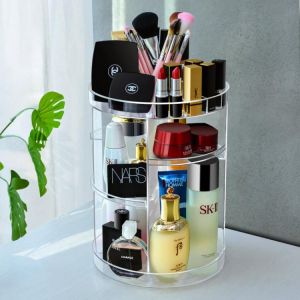 360 Degree Rotation Make Up Organizer Box Transparent Cosmetic Organizer Fashion Spin Acrylic Detachable Multifunction
