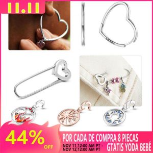 925 Sterling Silver Loved Heart Ear Hoops Earrings for Women S925 Silver Earring with Charms for Original Millie Charm