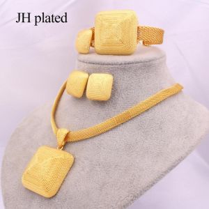 Dubai 24K gold plated Jewelry sets for women African bridal Wedding gifts party Necklace earrings ring bracelet jewellery set