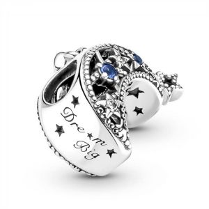 New Silver Fits Original Pandora Bracelet Necklace Starry Sky Series Moon Shaped Beads Woman DIY Fashion Fine Jewelry Pendants