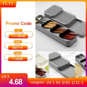 YOMDID Cutlery Storage Tray Knife Holder Tableware Organizer Spoon Fork Storage Box Plastic Container plateau Knife Block Holder
