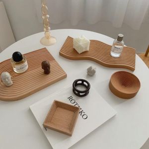 Cutelife Ins Nordic Table Wooden Coffee Tray Wine Food Cake Kitchen Storage Tray Organizer Jewelry Serving Tray Decoration Home