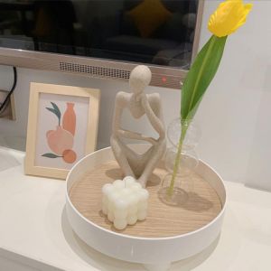 Nordic ABS Metal Jewelry Tray Portable Storage Rack Cosmetics Basket Dessert Plate Home Organizer Living room Decoration