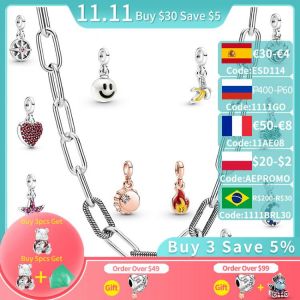 Me Series Chain Necklace Authentic 100% 925 Silver Fit Pandora Me Series Charms DIY Women Jewelry Gift