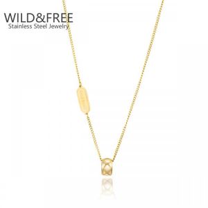 Wild & Free Trendy Stainless Steel Pendant 14k Real Gold Plated Necklace For Women'S Neck Chain Korean Stainless Steel Je