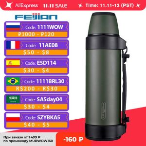 FEIJIAN Military Thermos, Travel Portable Thermos For Tea, Large Cup Mugs for Coffee, Water bottle, Stainless Steel ,1200/1500ML