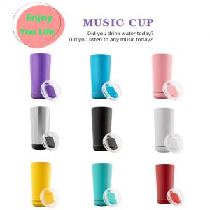 20oz Wine Tumbler With Bluetooth Speaker Stainless Steel Double Vaccum Insulate Coffee Mug Thermos Music Water Bottle Drinkware