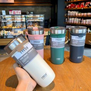 550ml Double-layer Vacuum Flask, Portable and Travel Vacuum Flask, Stainless Steel Car-mounted Coffee Vacuum Flask with Lid