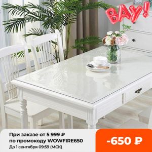 Soft Glass Table cloth 1mm PVC Transparent Tablecloth Waterproof Rectangular Table Cover Pad Kitchen Oil-Proof Table Mat