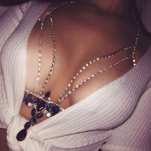 Punk Popular Shiny Crystal Halter Bikini Beach Women Charm Sexy Nightclub Low-cut Jewelry Accessories Girlfriend Gift