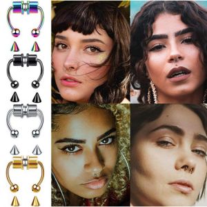 2021 Fake Piercing Nose Ring Alloy Nose Piercing Hoop Septum Rings For Women Body Jewelry Gifts Fashion Magnetic Fake Piercing