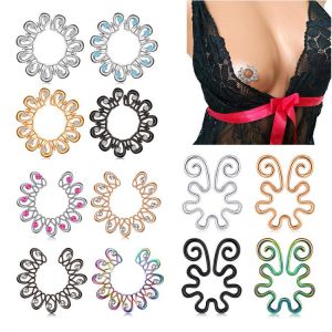 1 Pair Fake Nipple Ring Stainless Steel Non-Piercing Nipple Rings Clip On Nipplerings Faux Body Piercing Jewelry for Women Men
