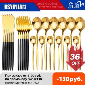 Gold Cutlery Set 24Pcs/6Set Tableware Sets Of Dishes Knifes Spoons Forks Set Stainless Steel Cutlery Dinnerware Spoon Set
