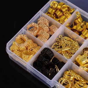 200Pcs Hair Coil Dreadlocks Hair Braid Rings Dreadlocks Hair Braid Cuffs Beads DIY Hair Accessories Jewelry Pendants Bead Cuff