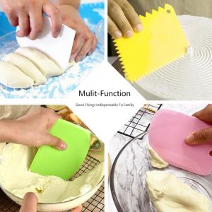 3PCS/1PCS Dough Cake Cutter Slicer Spatula for Cake Cream Scraper Pasty Cutters Scraper Irregular Teeth Edge DIY Smoother
