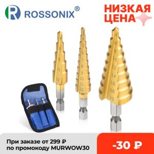 3Pcs/set 3-12mm 4-12mm 4-20mm HSS Straight Groove Step Drill Bit Titanium Coated Wood Metal Hole Cutter Core Drilling Tools Set