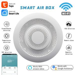 Tuya Wifi Air Box CO2 Meter VOC Gas Detector Smart Air Quality Monitor Automation Alarm Detector Temperature Humidity Sensor