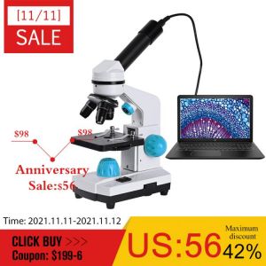 Zoom 2000x Biological HD Microscope +13PCS Accessories+ electronic eyepiece monocular Student  laboratory Lab education LED USB