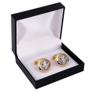 Golden Plated Watch tourbillon  for Men Cufflinks Set Wedding Suit Shirt Cuff Links Ccessories