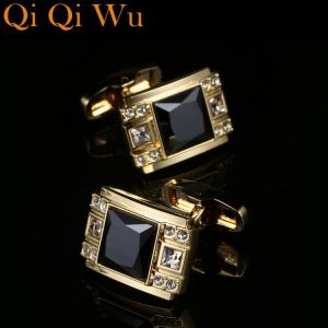 Mens Luxury Black Crystal Cufflinks Suit Shirt High Quality Cuff links Fashion Wedding Cufflink Gift Jewelry Men&#x27;s Accessorie