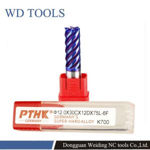 PTHK HRC70  Blue Naco coating 4 to 8 Flutes CNC Router Bits  Spiral End Mills Carbide Milling Cutter stainless steel cutting
