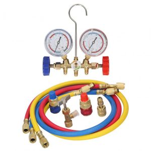 R134a 3 Way AC Diagnostic Manifold Gauge Set for Freon Charging, Fits R12 R22 R-404A R-134a Refrigeration Manifold Gauge Air