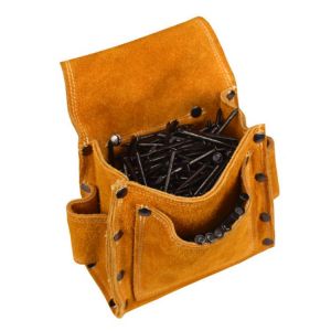 Woodworking Nail Pocket Cowhide Leather Thick Wearable Screws Nails Waist Pack Multi Function Metal Parts Tool Storage Bag