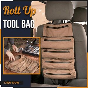 Mintiml Tool Bag Multi-Purpose Tool Roll Bag Wrench Roll Pouch Hanging Tool Zipper Carrier Tote Working Tool Bag